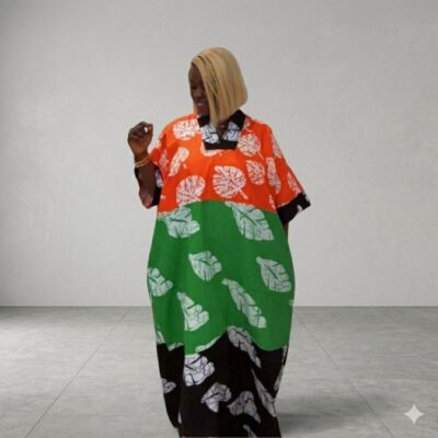 Three-Tone Ankara Maxi Dress