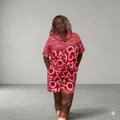 Pink Two-Piece Adire set