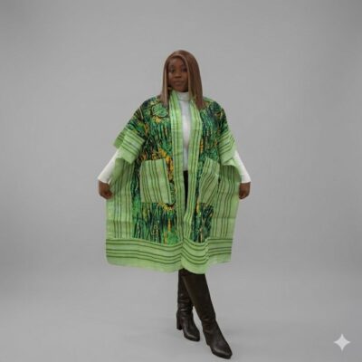 Green Aso-Oke Kimono