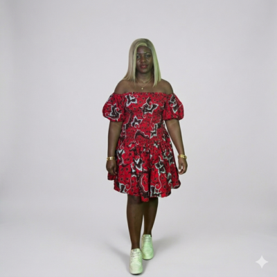 Off Shoulder  Ankara Mini Dress