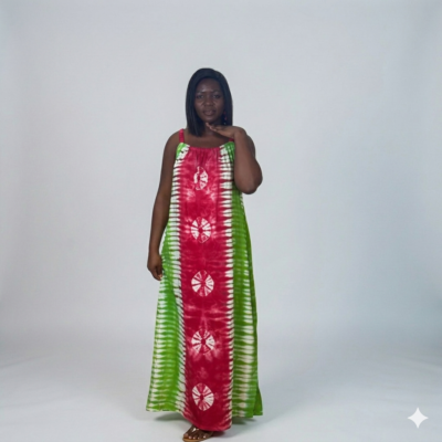 Adire Sleeveless Maxi Dress Green