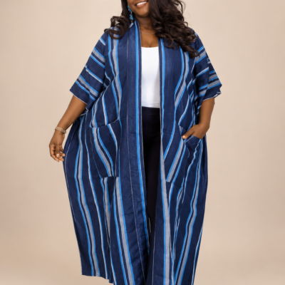 Blue Aso-oke Kimono