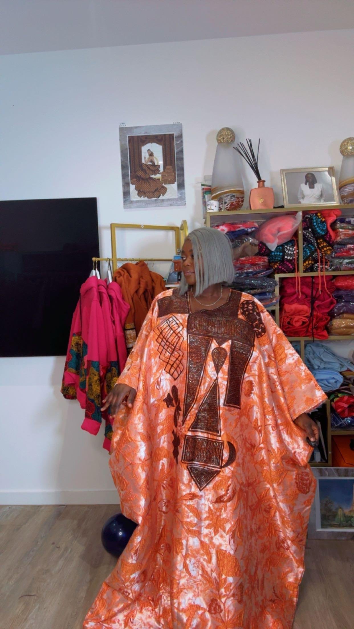 Orange Damask Maxi Dress - Image 2