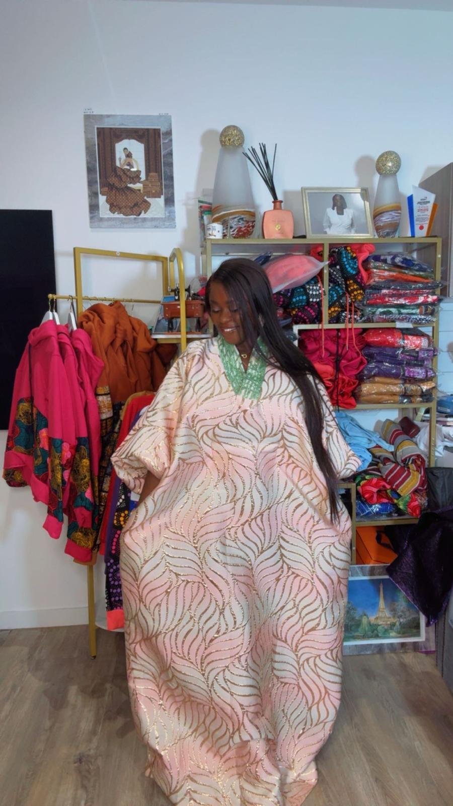 3 Toned Brocade Bubu Dress - Image 3