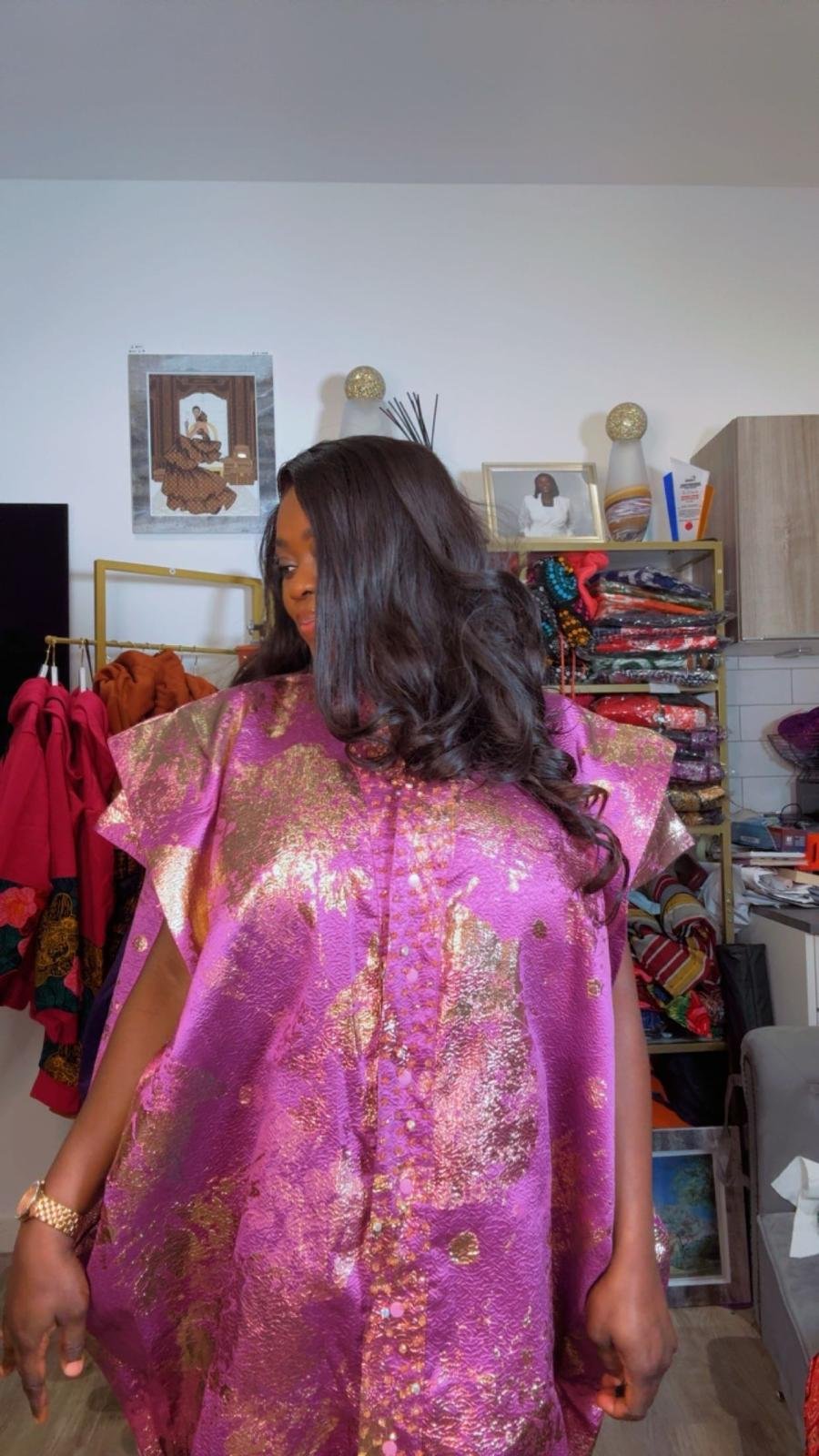 Magenta Brocade Bubu Dress - Image 5