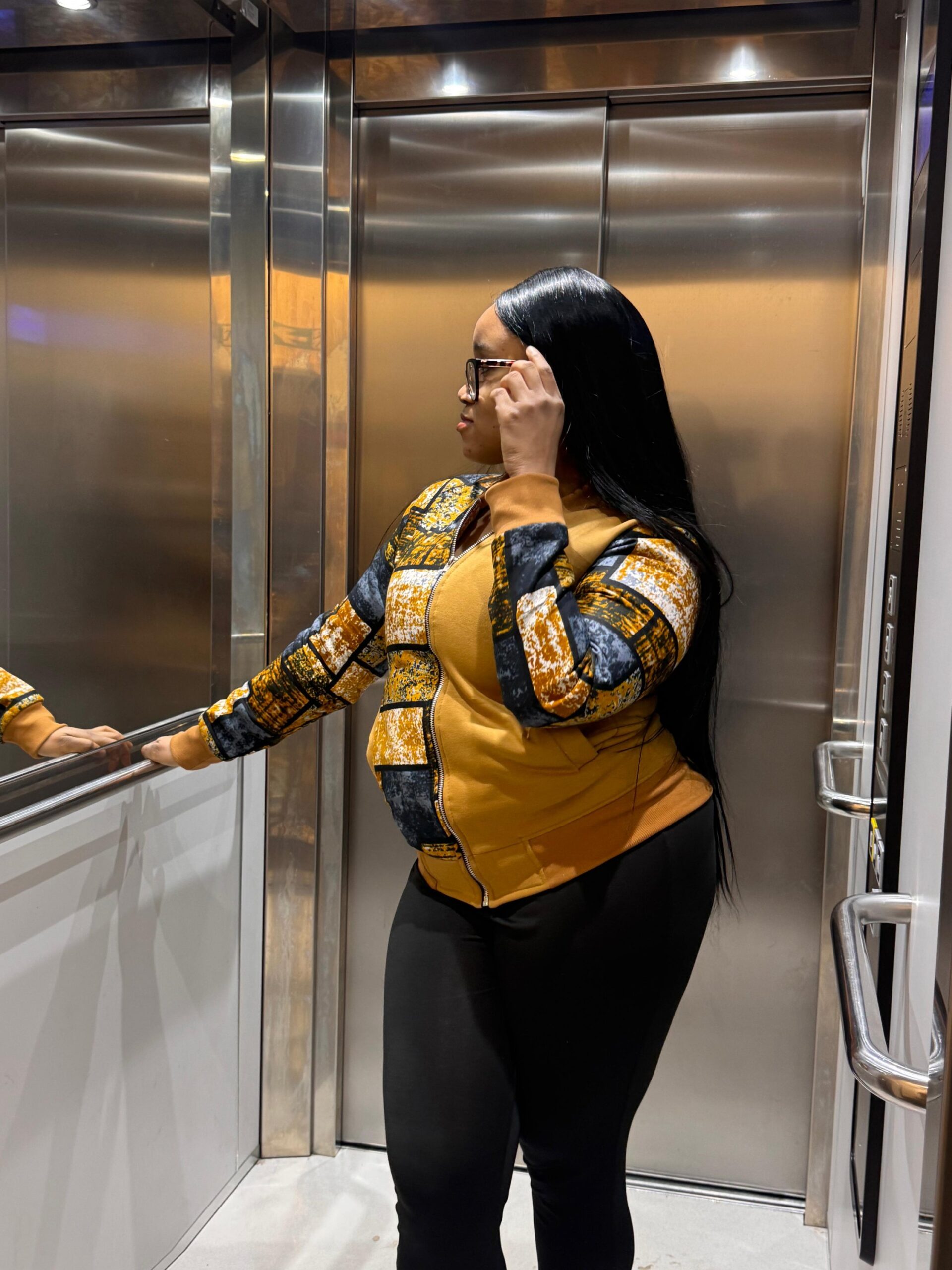 Mustard Yellow Afrocentric Bomber Jacket - Image 3