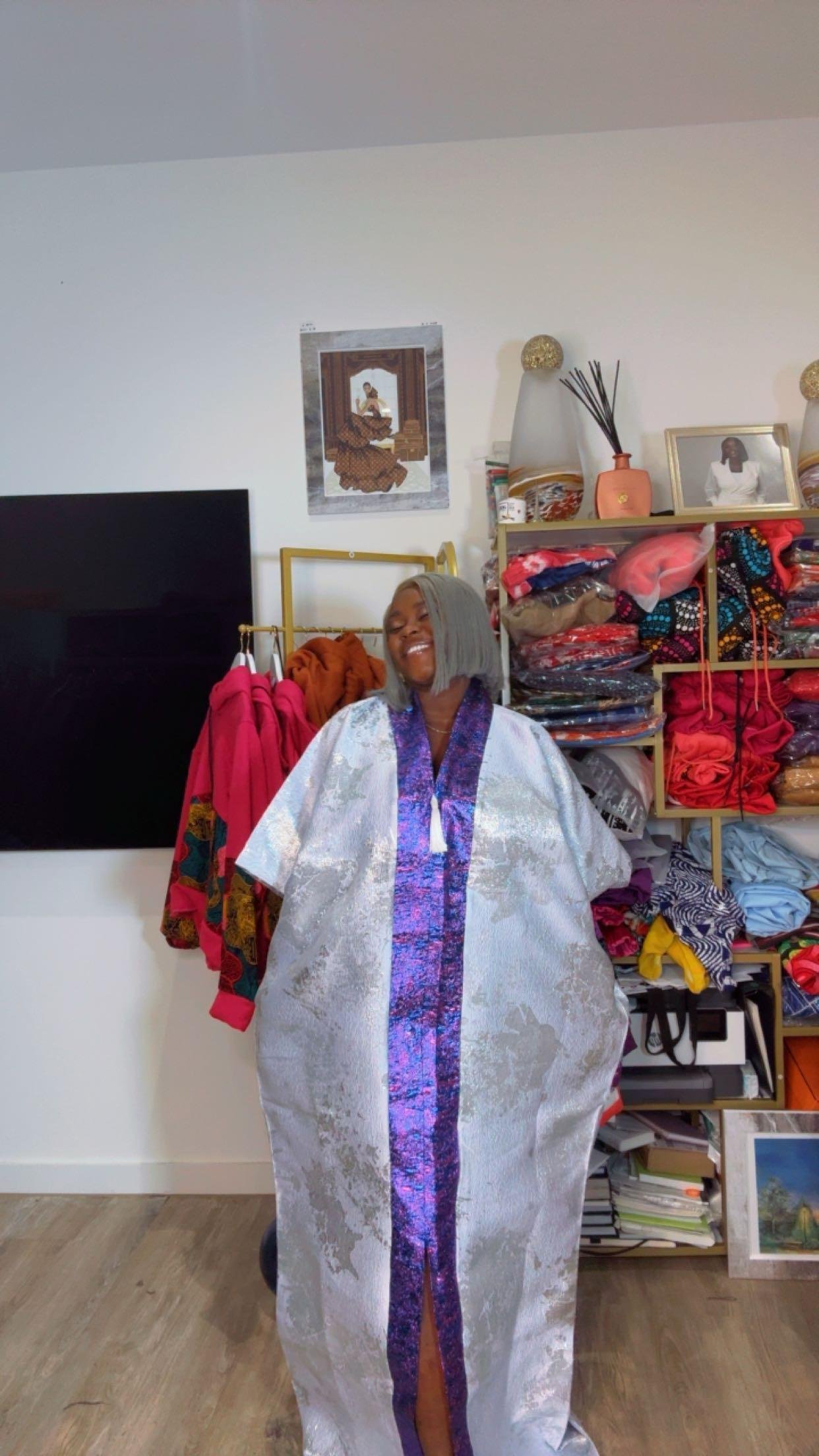 Two-Toned Brocade Bubu Dress - Image 2