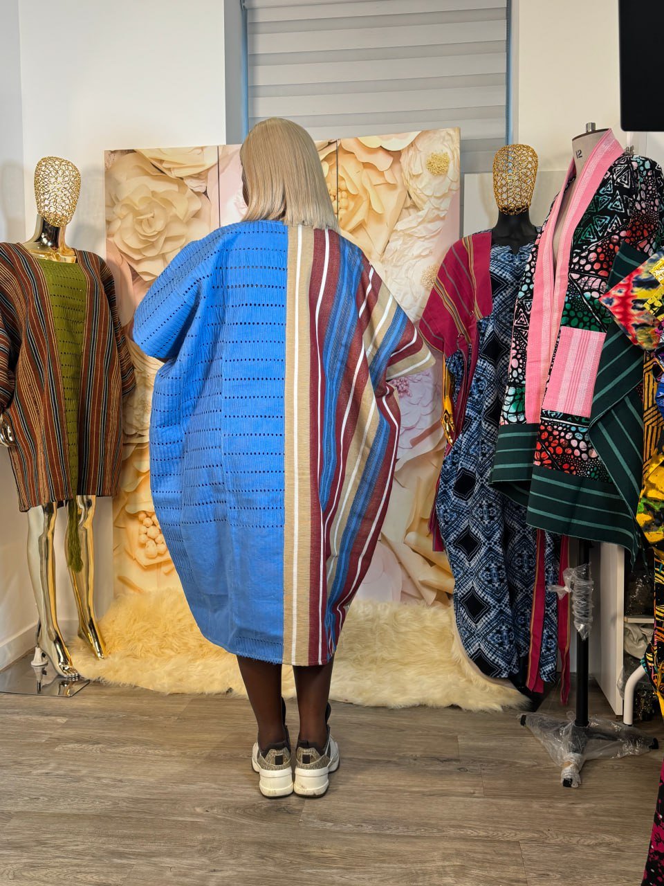 Blue Aso-oke Midi dress - Image 2