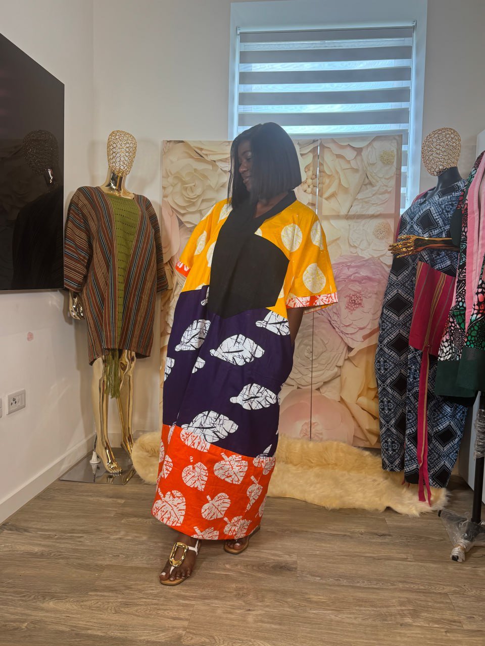 Colour Block Ankara Maxi Dress - Image 3