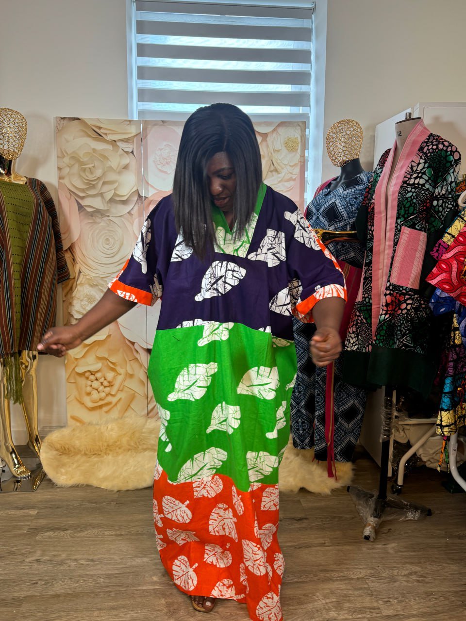 Colour Block Ankara Maxi Dress - Image 4