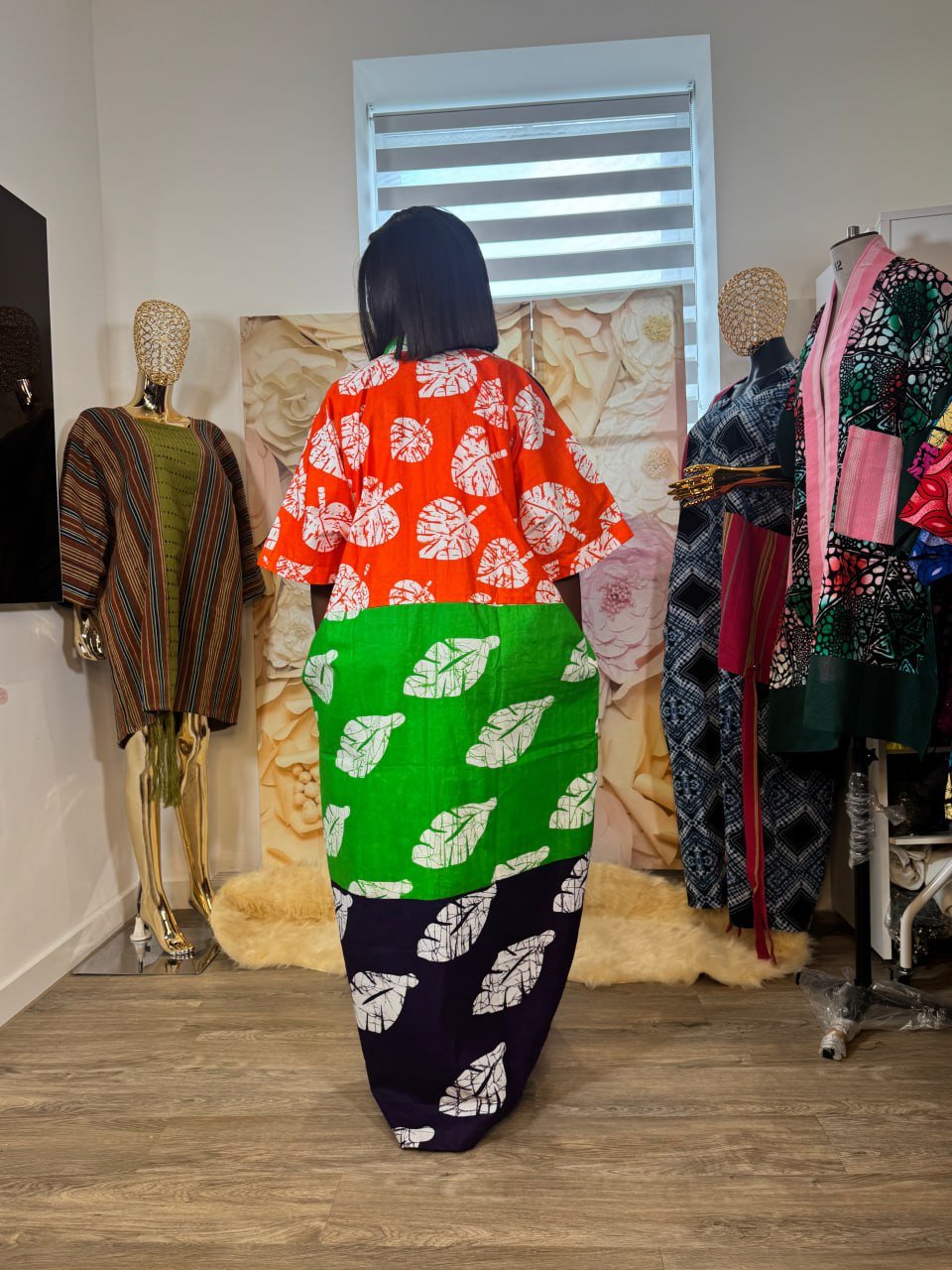 Colour Block Ankara Maxi Dress - Image 2