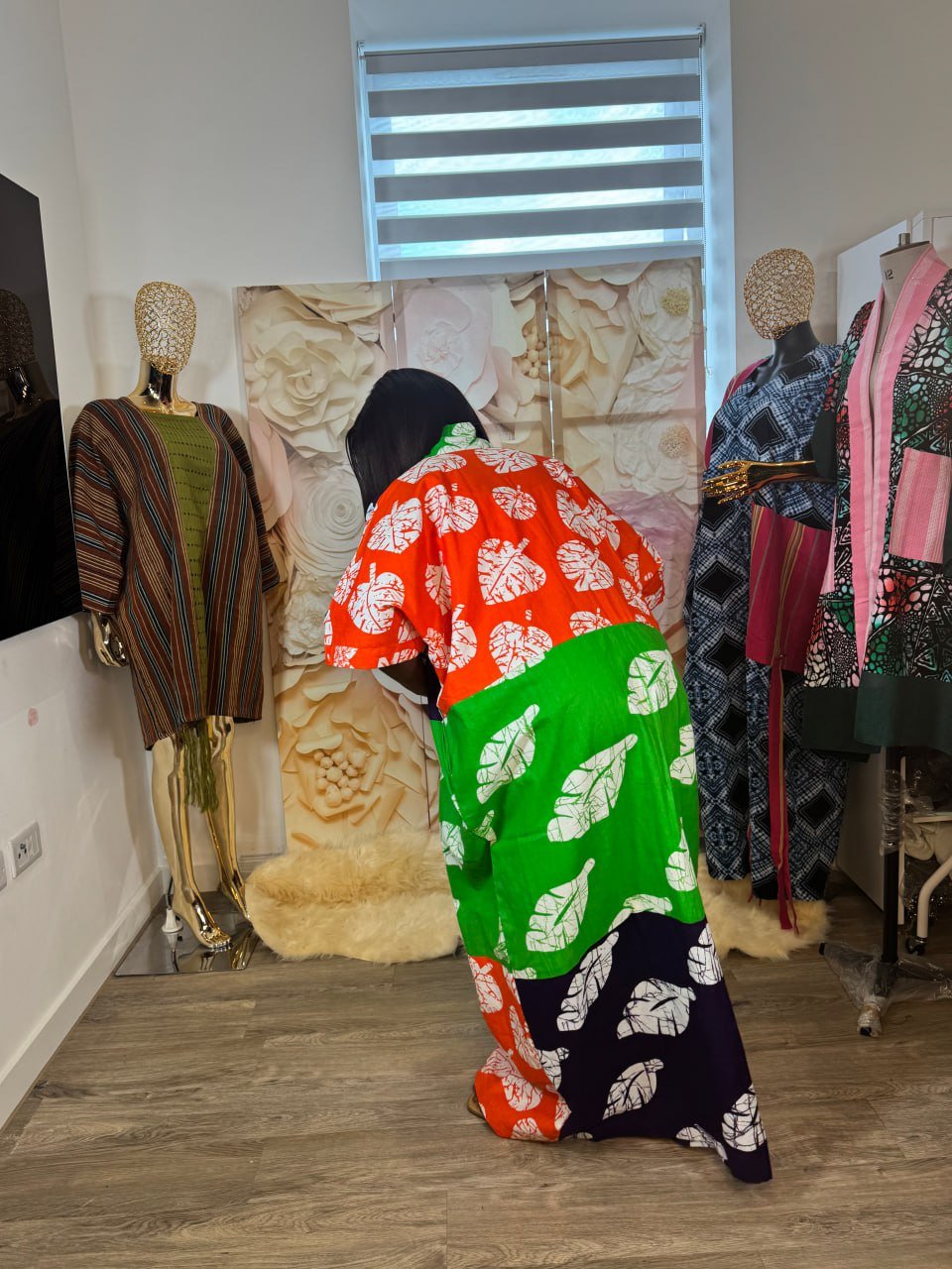 Colour Block Ankara Maxi Dress - Image 3