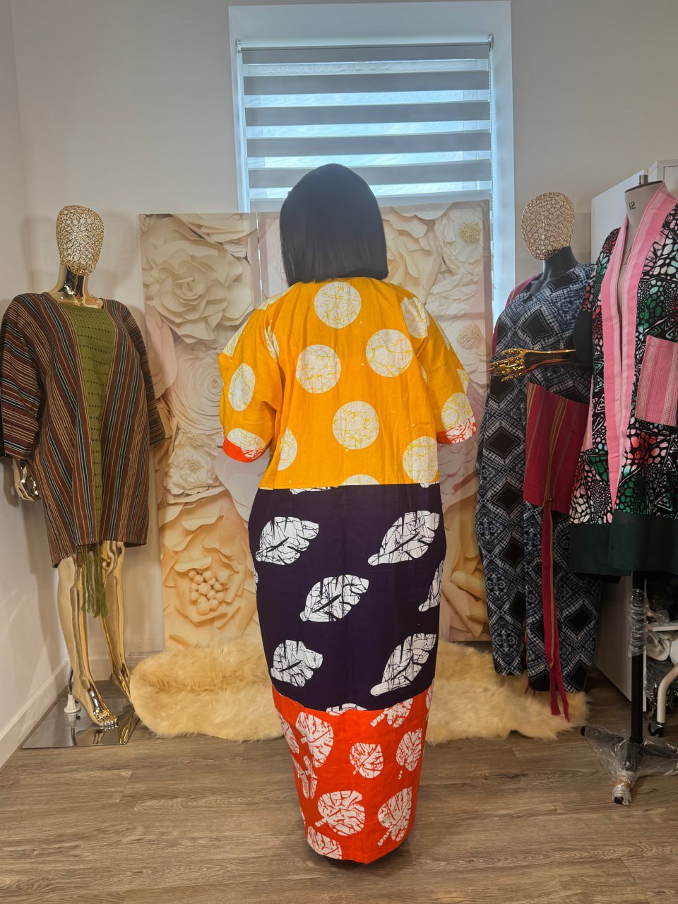 Colour Block Ankara Maxi Dress - Image 2