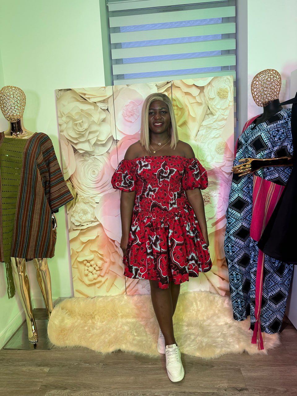 Off Shoulder Ankara Mini Dress - Image 3