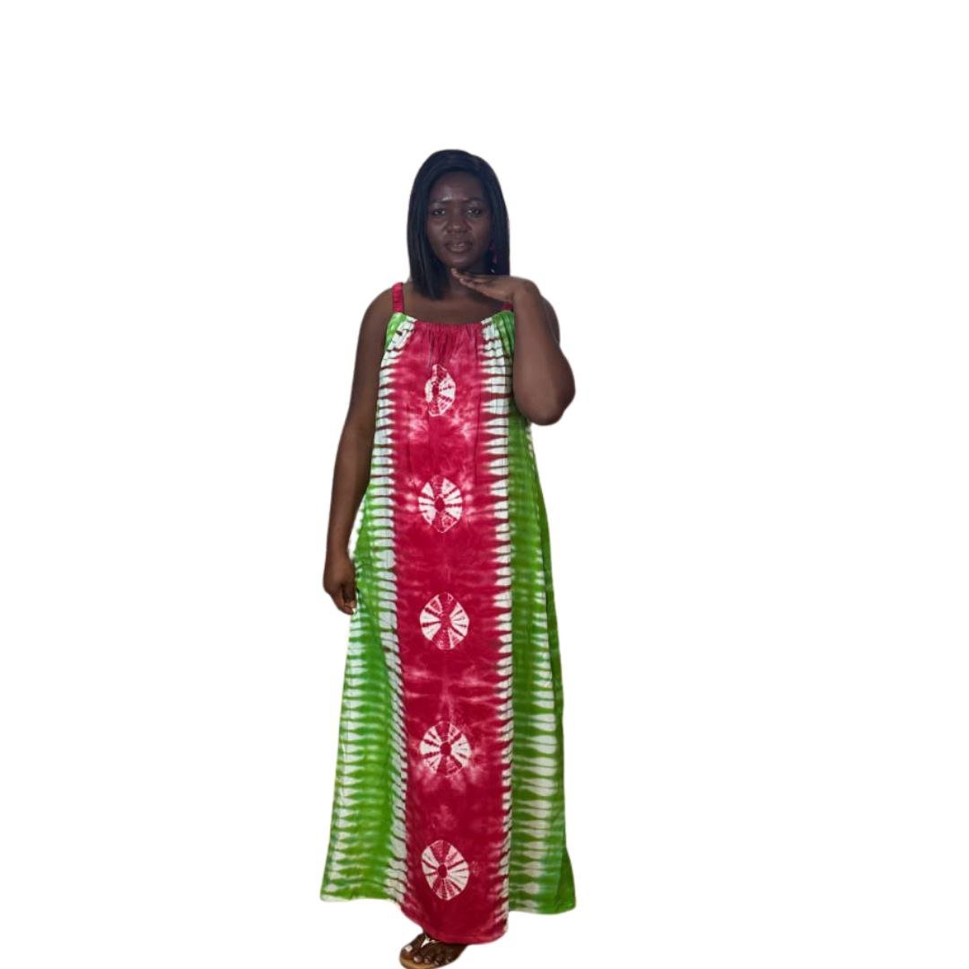 Adire Sleeveless Maxi Dress Green