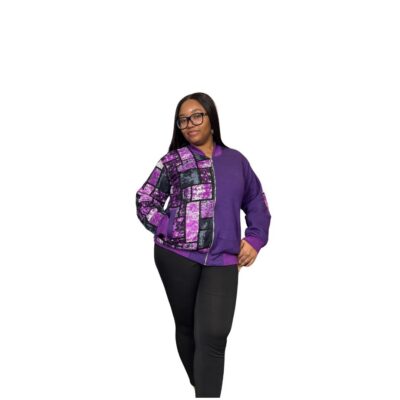 Purple Afrocentric Bomber Jacket