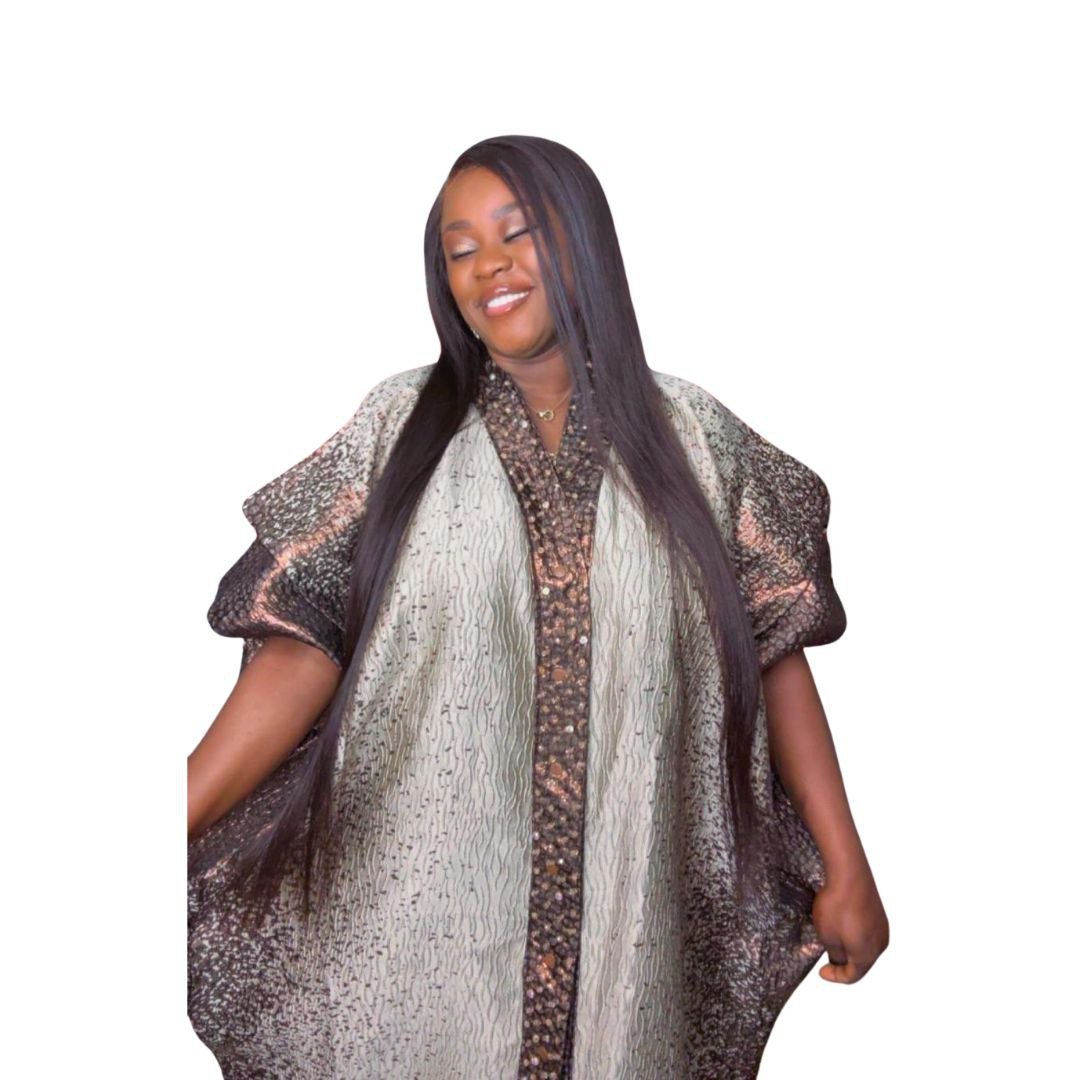 Brown Brocade Bubu Dress