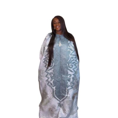 Grey Embroidered Brocade Maxi Dress