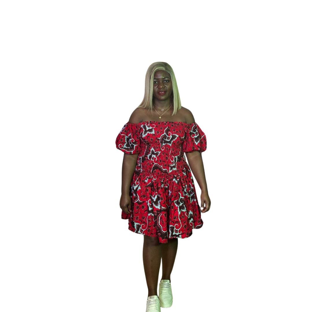 Off Shoulder Ankara Mini Dress
