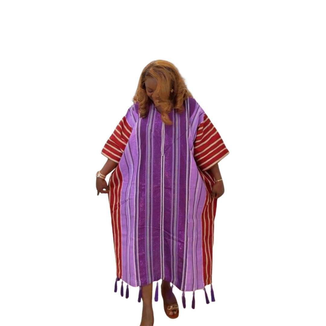 Purple Fringe Aso-Oke Bubu Dress
