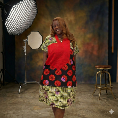 Two-toned Ankara Mini Dress