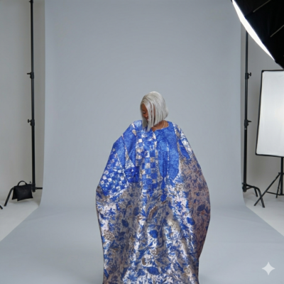 Blue Damask Bubu Dress