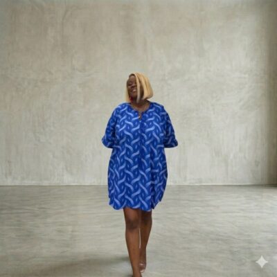 Blue Ankara Mini Dress
