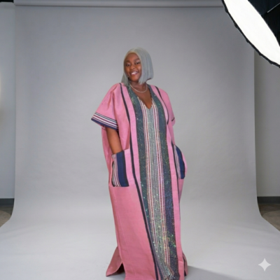 Pink Aso-Oke Long Dress