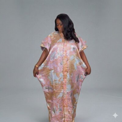 Pink Brocade Bubu Gown
